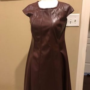 Brown vegan leather dress